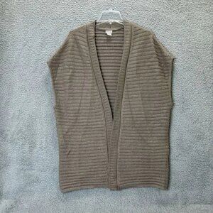Chicos Sweater Womens Size 2‎ US Large Tan Shimmer Ribbed Open Front Cardigan